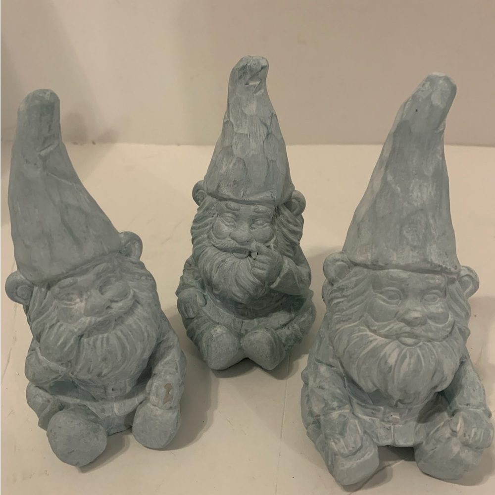 Whimsical Gray Gnome Sculpture Set